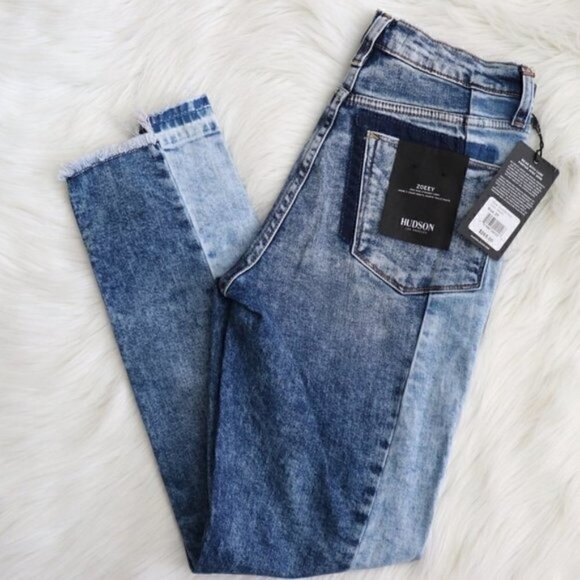 NWT Hudson Zoeey Front Yoke Blue Acid Wash High Rise Cropped Jeans Size 27 - Picture 3 of 9